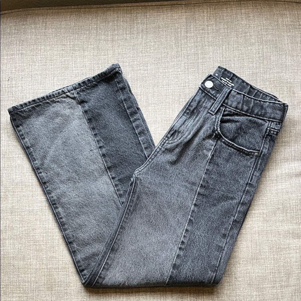 Old Navy Black Gray Baggy Wide Leg Patch Panel Jeans Pants14